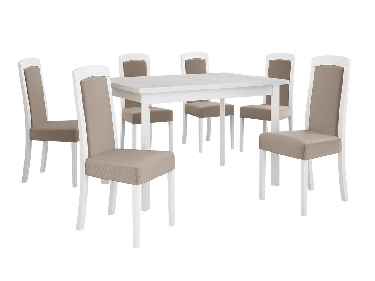 Étkezőgarnitúra Zestaw 26 (MAX 5 P + ROMA 7), Fa színe: Fehér, Kárpit: Paros 2