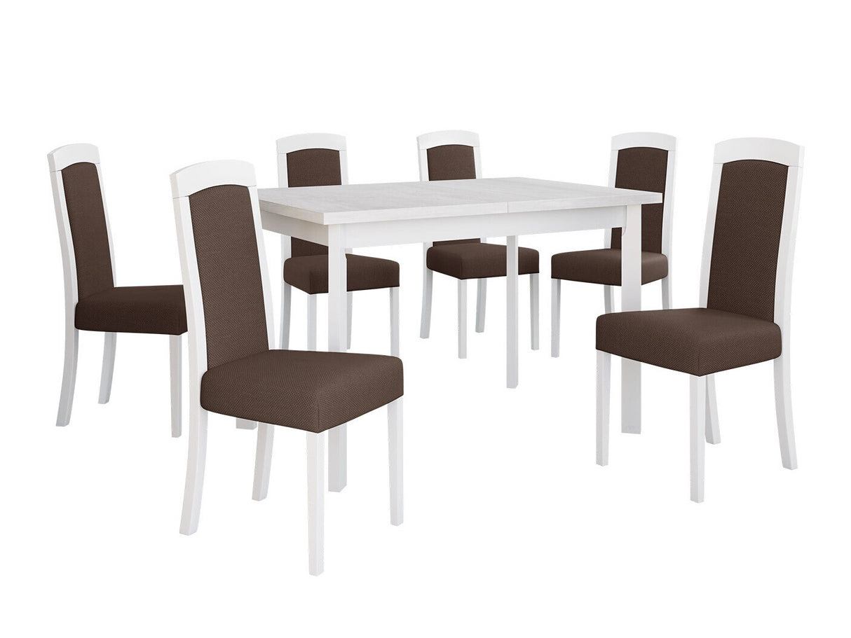 Étkezőgarnitúra Zestaw 26 (MAX 5 P + ROMA 7), Fa színe: Fehér, Kárpit: Soro 28