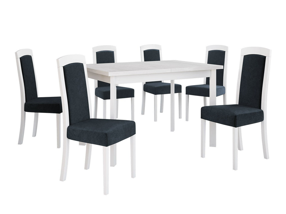 Étkezőgarnitúra Zestaw 26 (MAX 5 P + ROMA 7), Fa színe: Fehér, Kárpit: Zetta 300