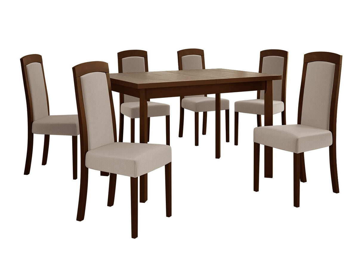Étkezőgarnitúra Zestaw 26 (MAX 5 P + ROMA 7), Fa színe: Dió, Kárpit: Paros 2