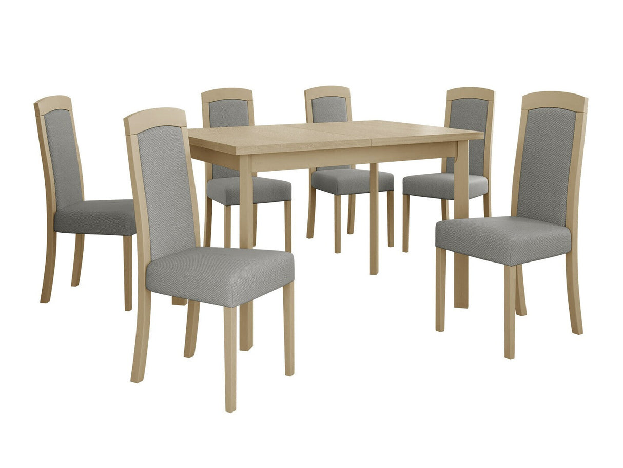 Étkezőgarnitúra Zestaw 26 (MAX 5 P + ROMA 7), Fa színe: Sonoma tölgy, Kárpit: Hygge 91