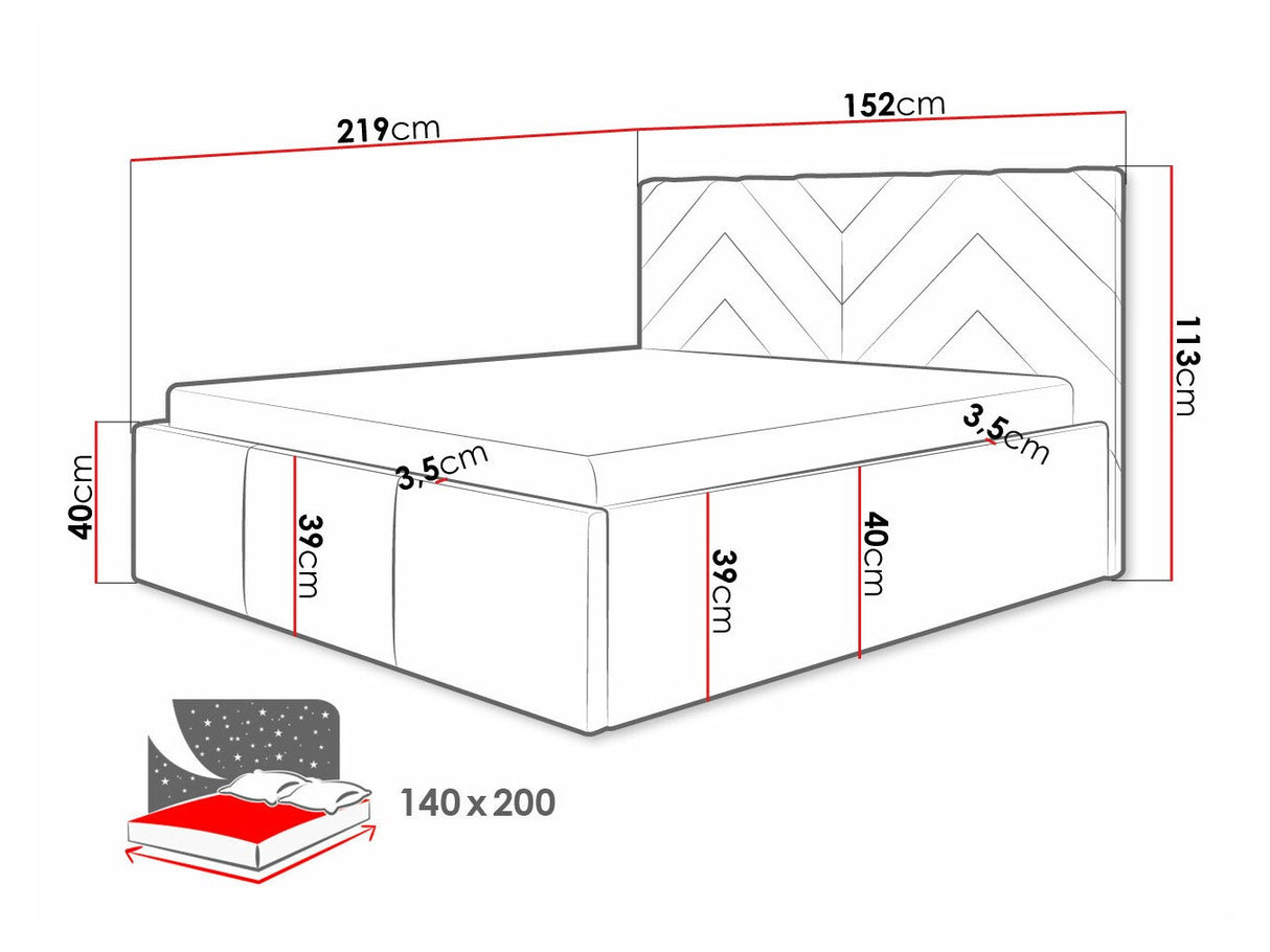 Ágy Azzuro (Mangalori), Szín: Fresh 01, Alvó felület mérete: 140 x 200 cm