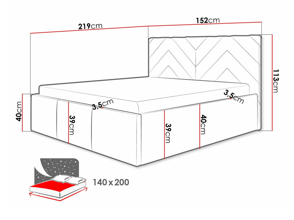 Ágy Azzuro (Mangalori), Szín: Fresh 13, Alvó felület mérete: 140 x 200 cm