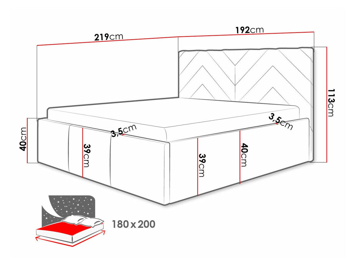 Ágy Azzuro (Mangalori), Szín: Fresh 01, Alvó felület mérete: 180 x 200 cm