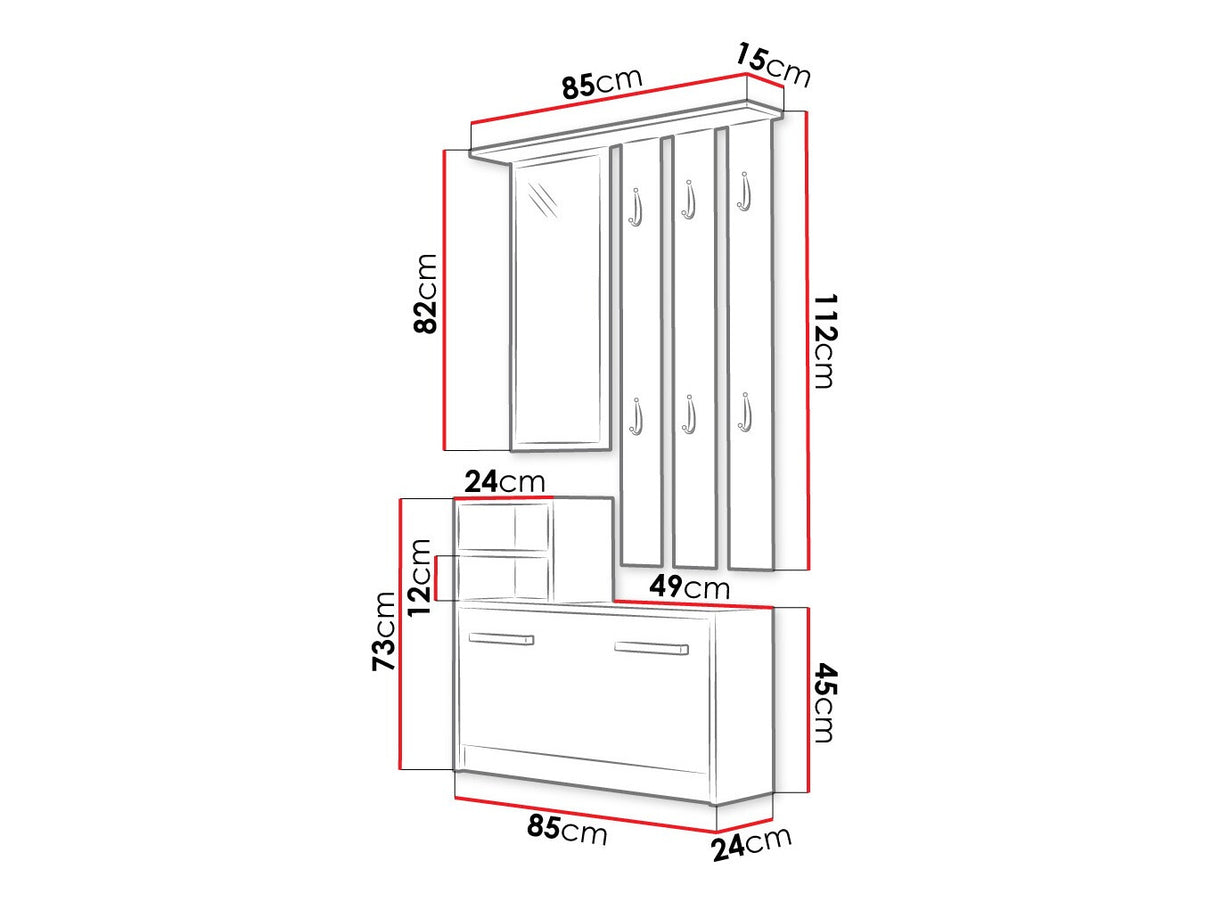 Előszoba garnitúra Kolom, Szín: Fehér