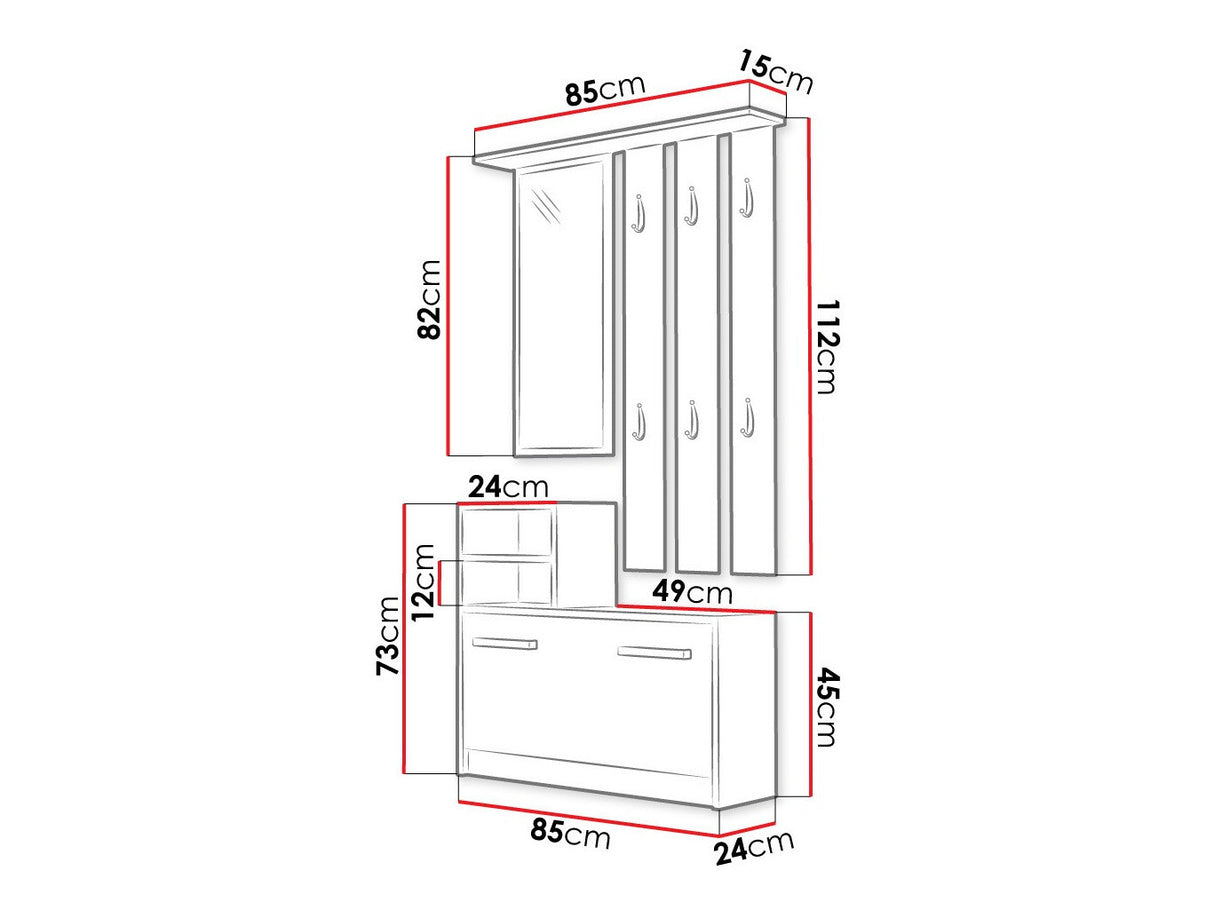 Előszoba garnitúra Kolom, Szín: Sonoma tölgy
