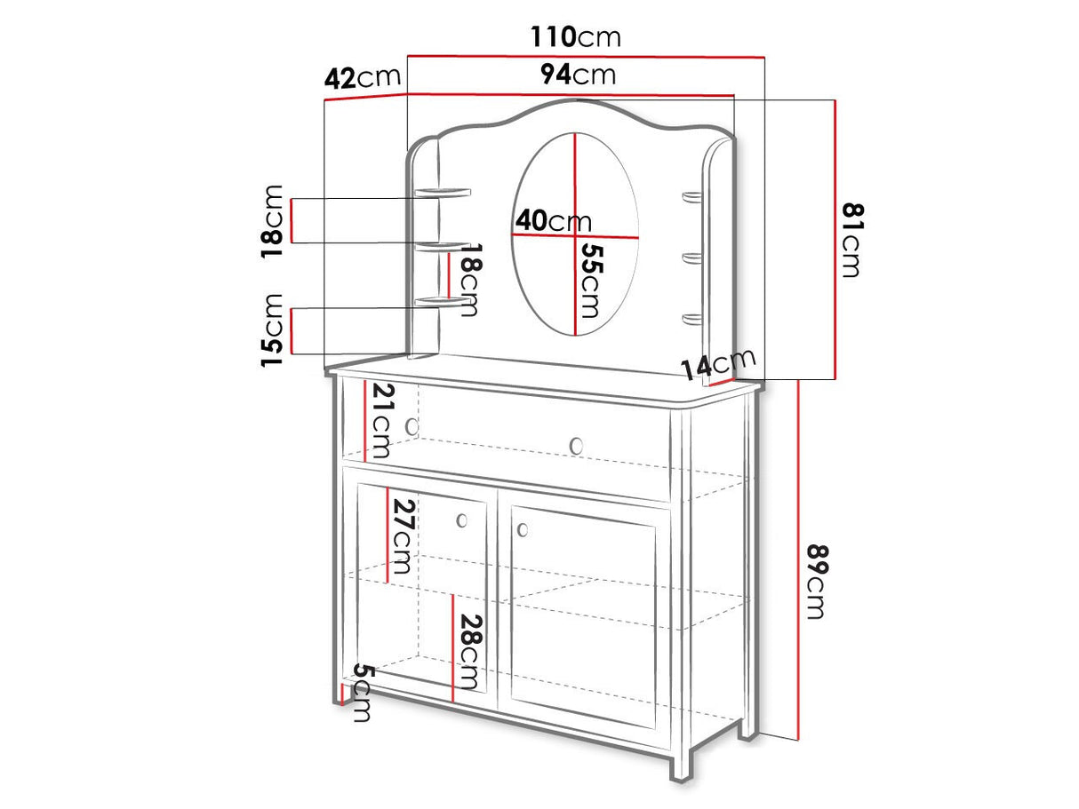 Komód Luna LN-05, Tükör: Igen