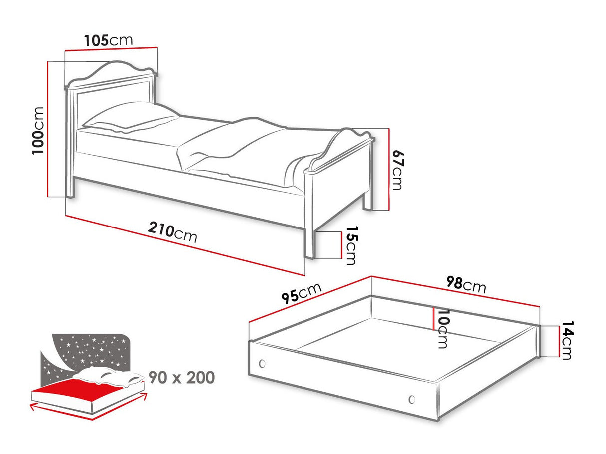 Ágy Luna LN-08, Ágyneműtartó: Igen 2db.
