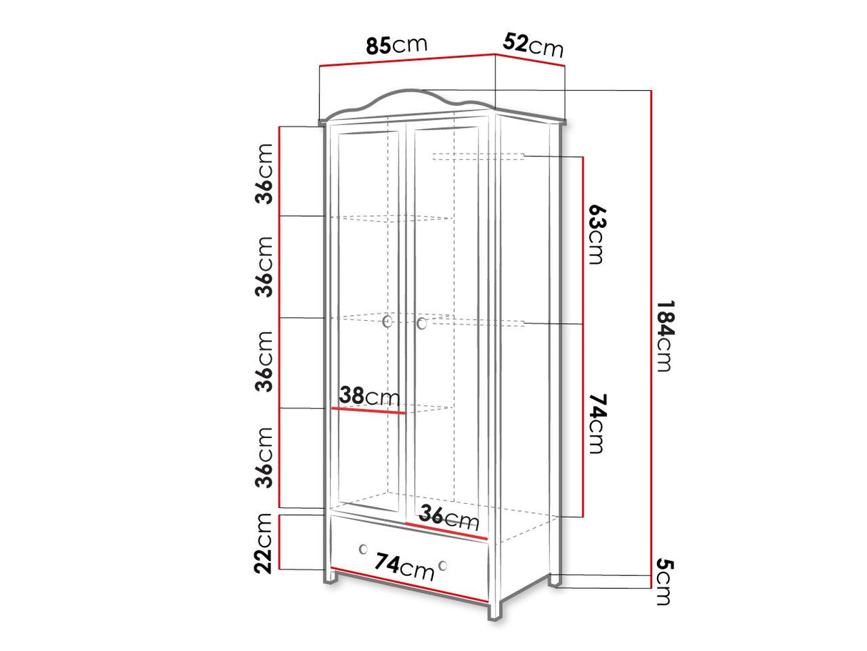 Gardróbszekrény 2D1S LUNA LN-12