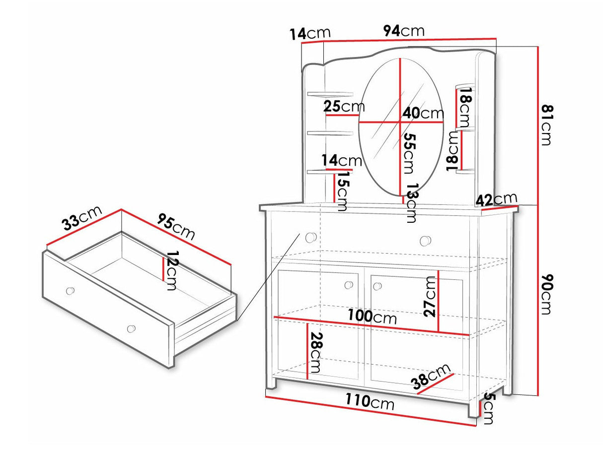 Fésülködő asztal STORY SO-05 + SO-06 Biały / Dąb nkőrisfa 5902928586145