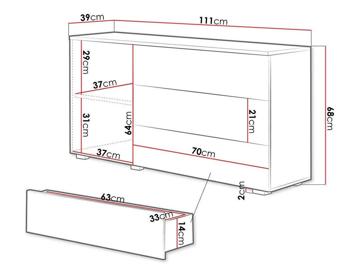 Komód PARIS 110 (Bamisio), Szín: Fehér + Fényes fehér