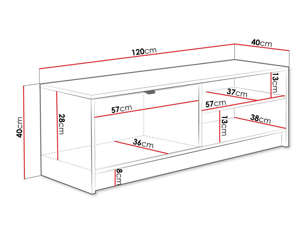 TV-állvány Szafka RTV 1K TIRENO, Szín: Fehér