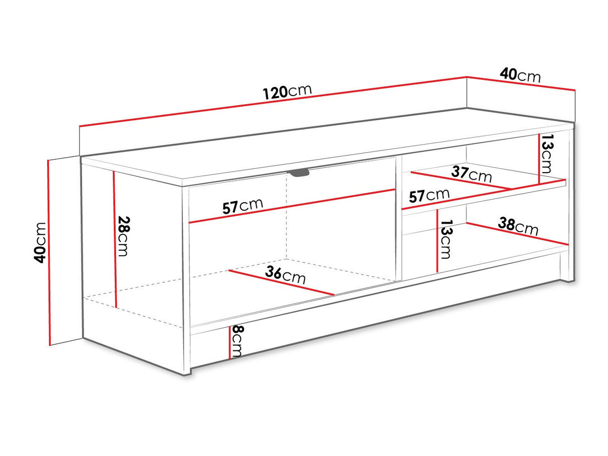 TV-állvány Szafka RTV 1K TIRENO, Szín: Fekete