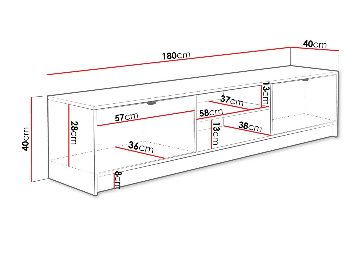 TV-állvány Szafka RTV 2K TIRENO, Szín: Fehér