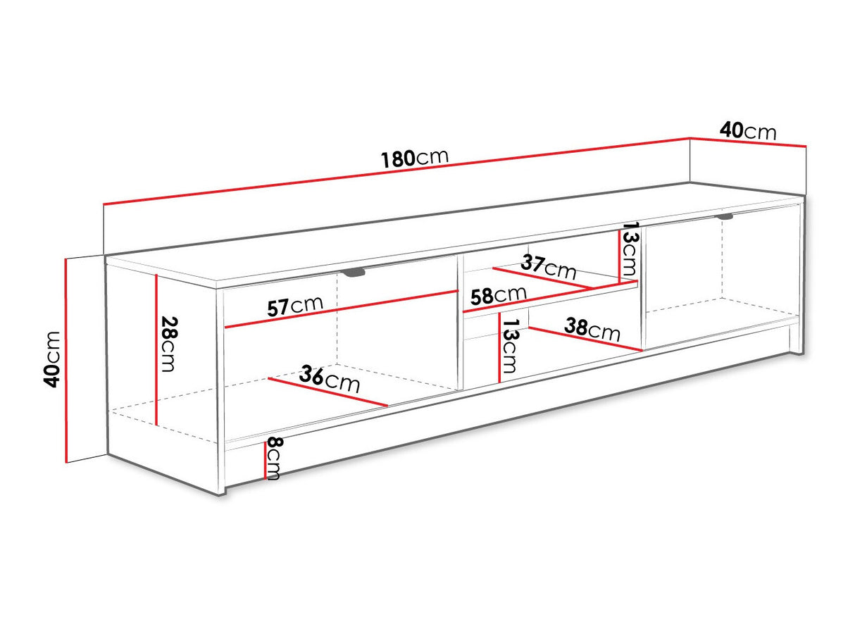 TV-állvány Szafka RTV 2K TIRENO, Szín: Fekete