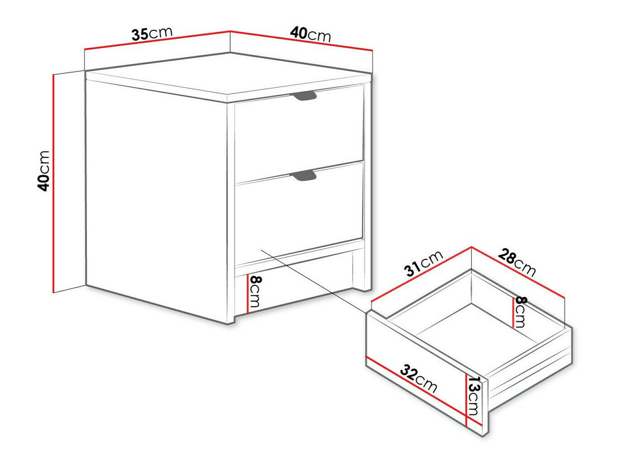 Éjjeliszekrény Stolik nemcny 2SZ TIRENO, Szín: Fekete