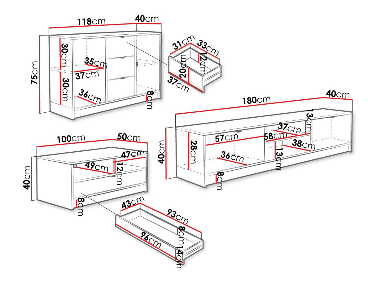 Nappali szett Meble TIRENO I, Szín: Fehér