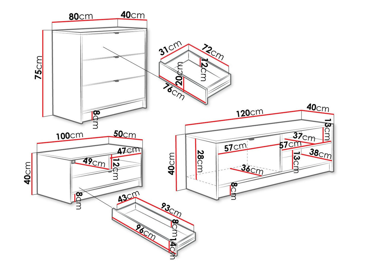 Nappali szett Meble TIRENO II, Szín: Fehér