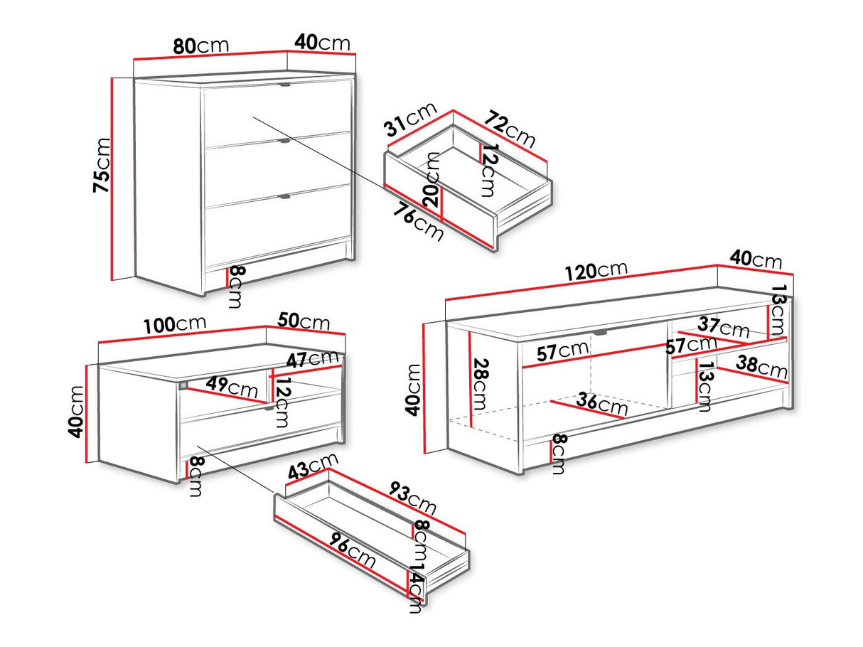 Nappali szett Meble TIRENO II, Szín: Fekete