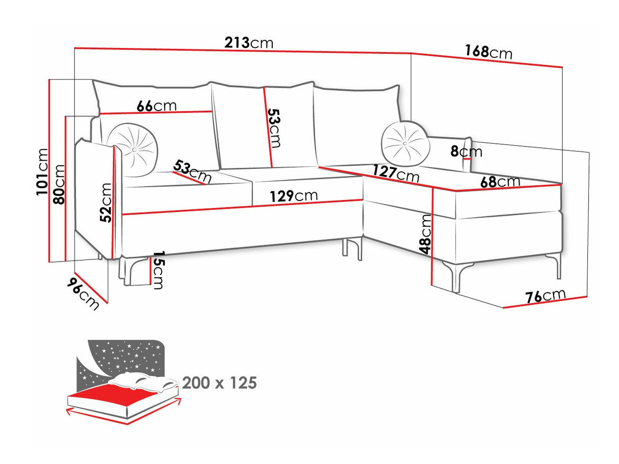 Sarokkanapé LEON (Camtalo) L, Szín: Manila 02, Változatok: Jobbos