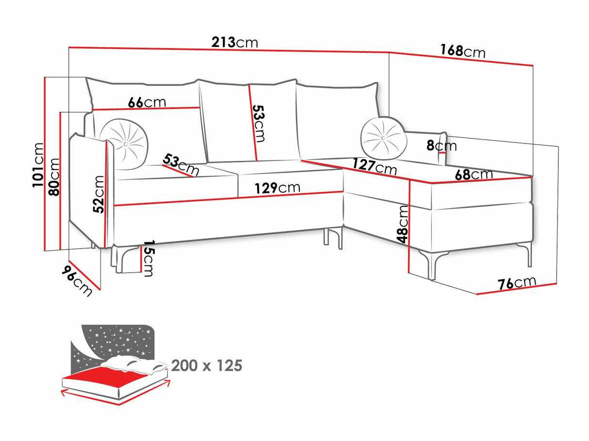 Sarokkanapé LEON (Camtalo) L, Szín: Manila 16, Változatok: Balos