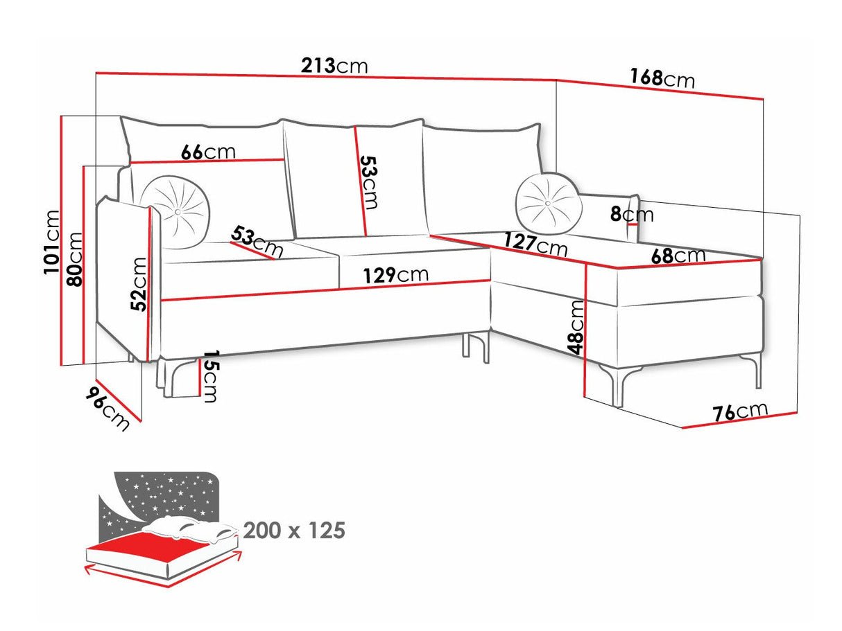 Sarokkanapé LEON (Camtalo) L, Szín: Manila 19, Változatok: Jobbos