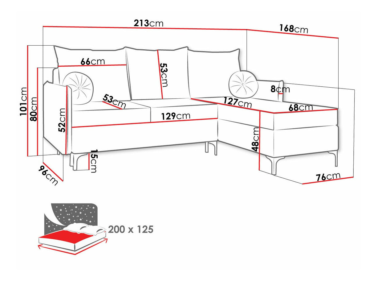 Sarokkanapé LEON (Camtalo) L, Szín: Manila 25, Változatok: Jobbos