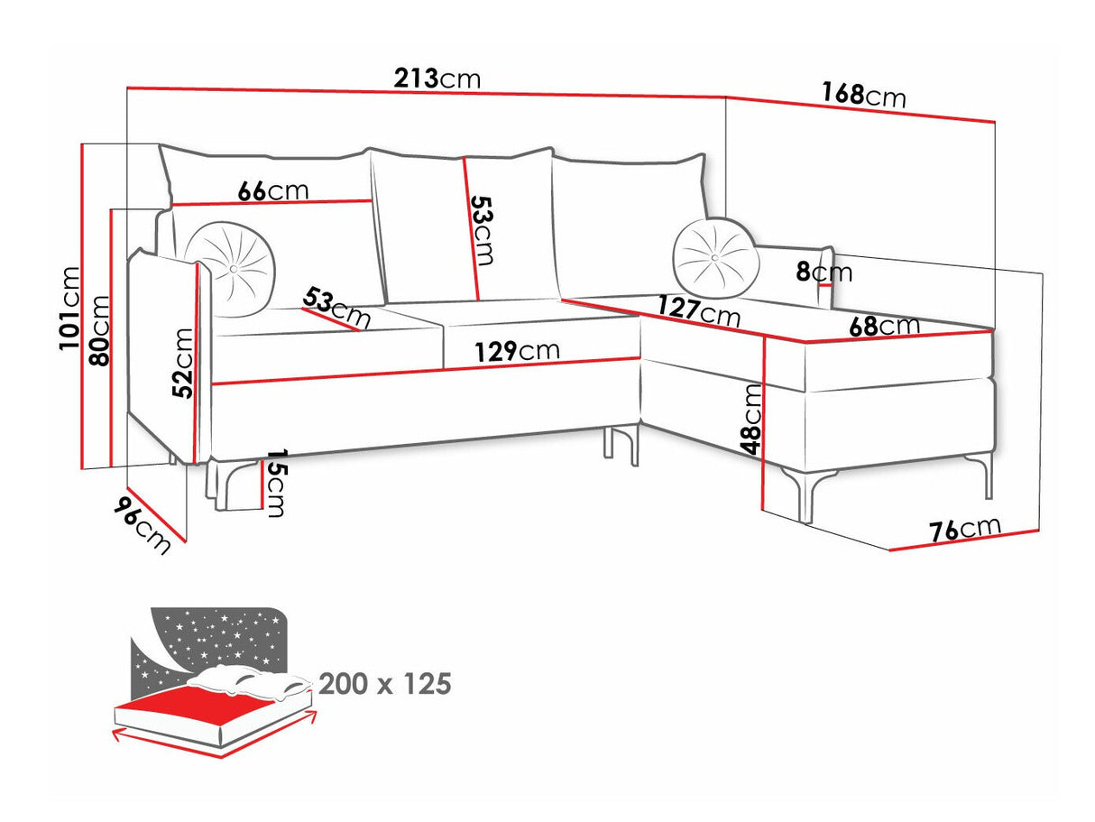 Sarokkanapé LEON (Camtalo) L, Szín: Manila 29, Változatok: Jobbos
