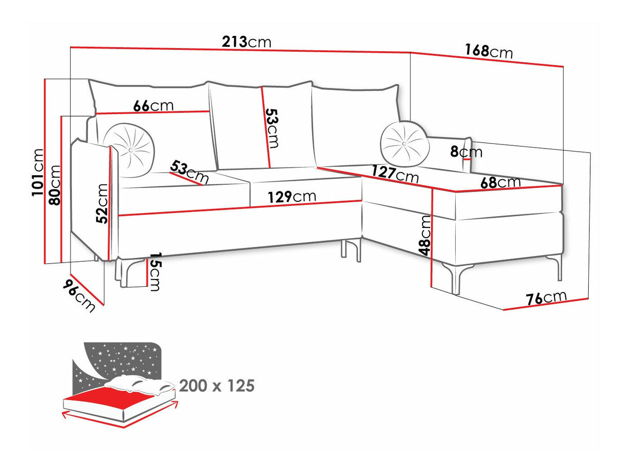 Sarokkanapé LEON (Camtalo) L, Szín: Manila 35, Változatok: Jobbos