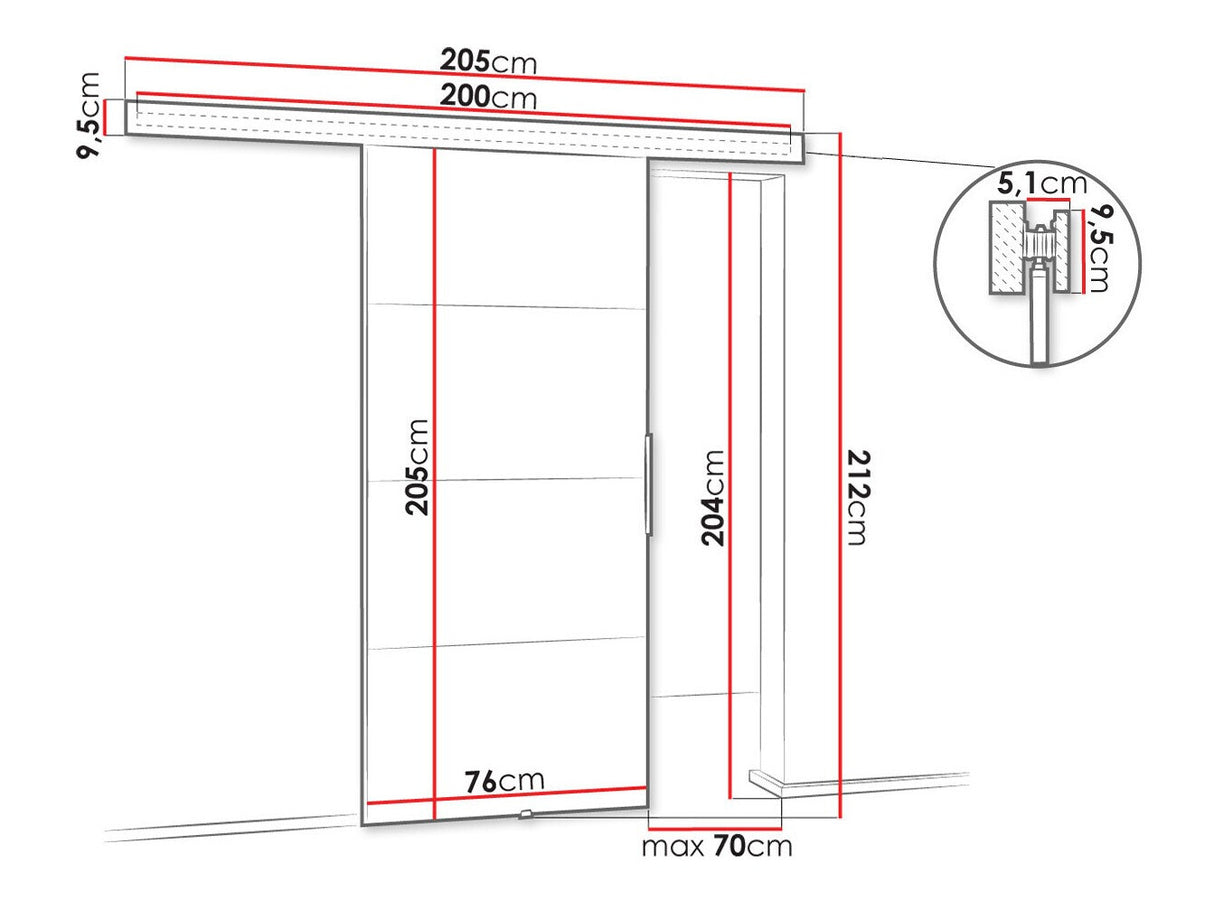 Tolóajtók Drzwi MALIBU PLUS 70 + samodomykacz, Szín: Sonoma tölgy