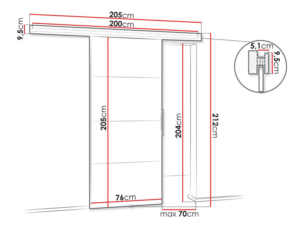 Tolóajtók Drzwi MALIBU PLUS 70 + samodomykacz, Szín: Sötét kőris