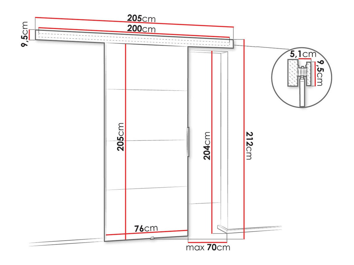 Tolóajtók Drzwi MALIBU PLUS 70 + samodomykacz, Szín: Antracit