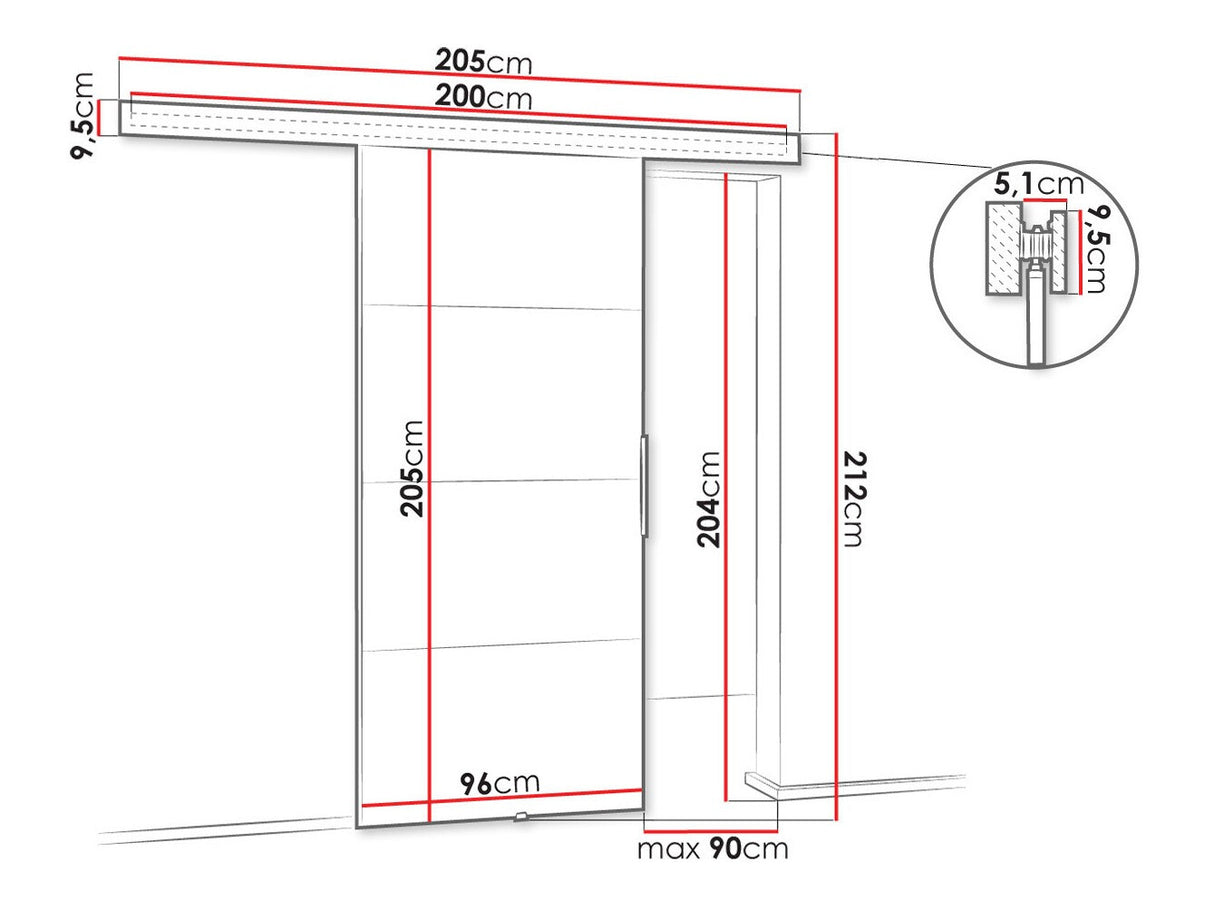 Tolóajtók Drzwi MALIBU PLUS 90 + samodomykacz, Szín: Sonoma tölgy