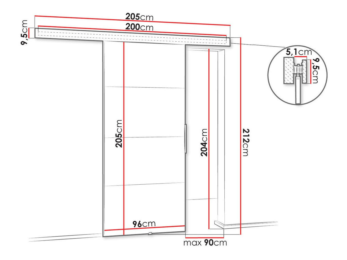 Tolóajtók Drzwi MALIBU PLUS 90 + samodomykacz, Szín: Antracit