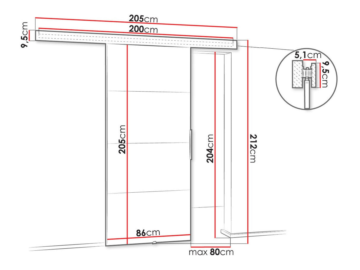 Tolóajtók Drzwi MALIBU PLUS 80 + samodomykacz, Szín: Antracit