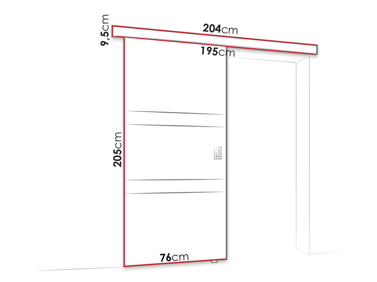 Tolóajtók Drzwi LUMBA 70 + samodomykacz, Szín: Sonoma tölgy + Fekete