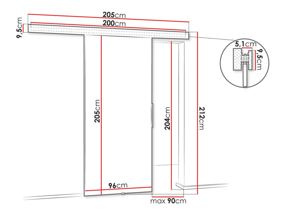 Tolóajtók Drzwi MALIBU 90 + samodomykacz, Szín: Fehér
