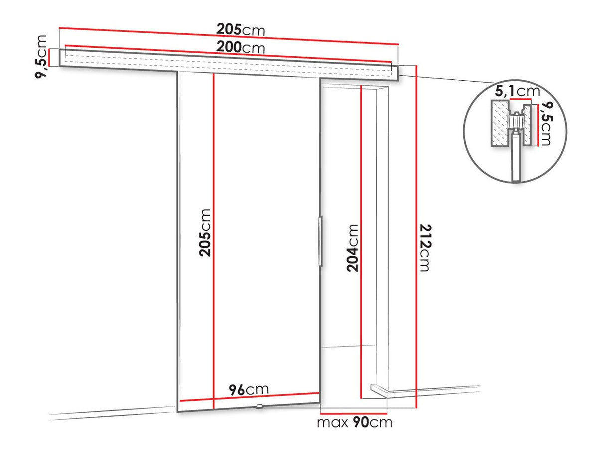 Tolóajtók Drzwi MALIBU 90 + samodomykacz, Szín: Sötét kőris