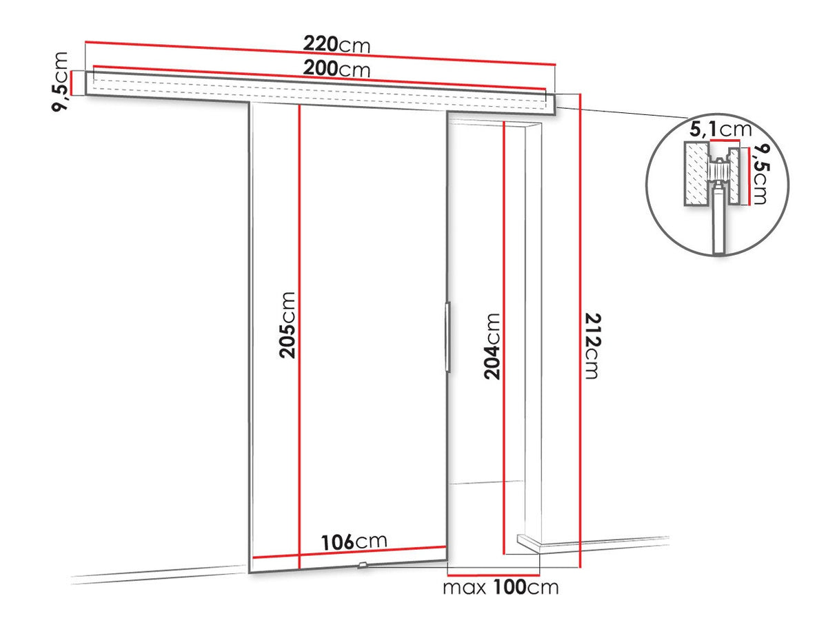 Tolóajtók Drzwi MALIBU 100 + samodomykacz, Szín: Sötét kőris