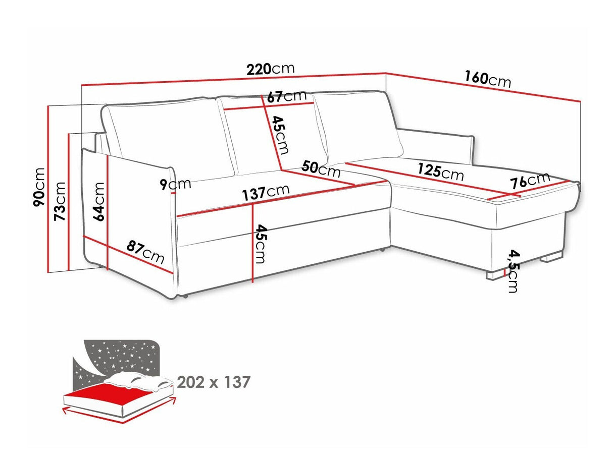 Sarokkanapé Narożnik MEGAN-DM Strona: Uniwersalna, Szín: Neve 03