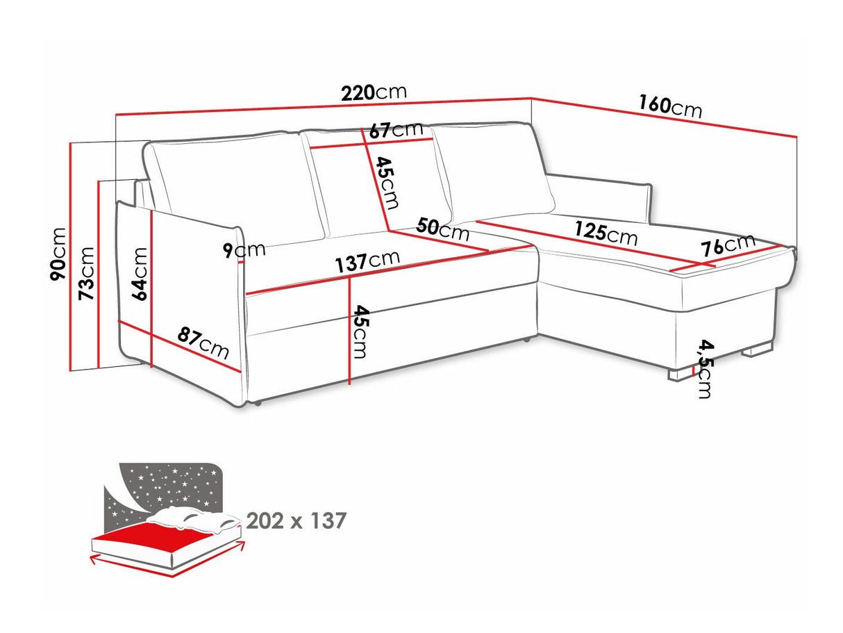 Sarokkanapé Narożnik MEGAN-DM Strona: Uniwersalna, Szín: Neve 77