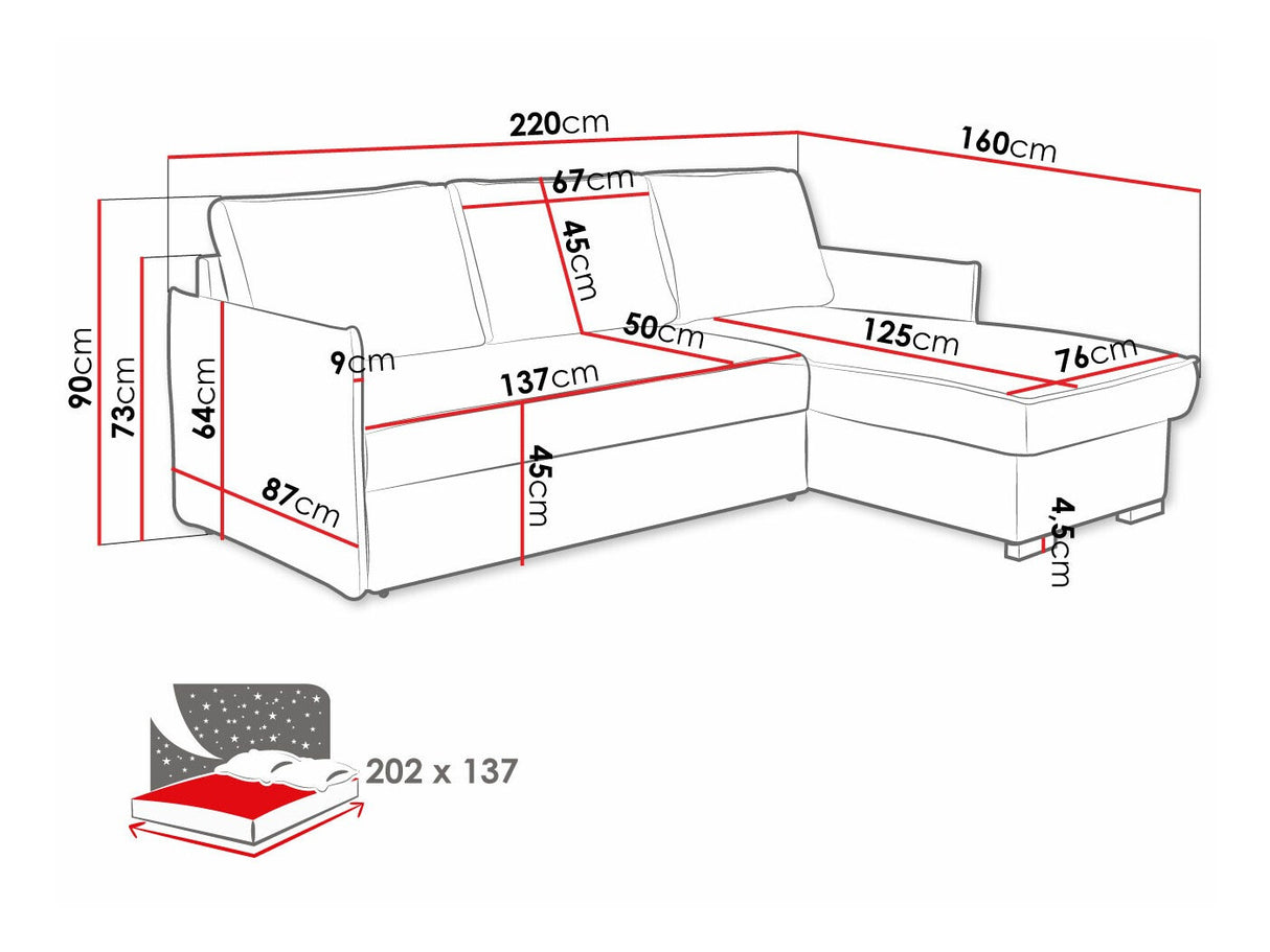 Sarokkanapé Narożnik MEGAN-DM Strona: Uniwersalna, Szín: Neve 80