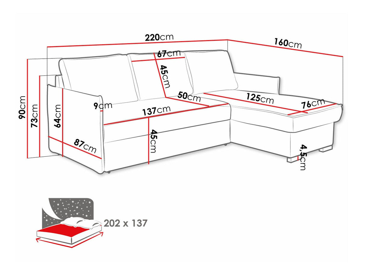 Sarokkanapé Narożnik MEGAN-DM Strona: Uniwersalna, Szín: Neve 90