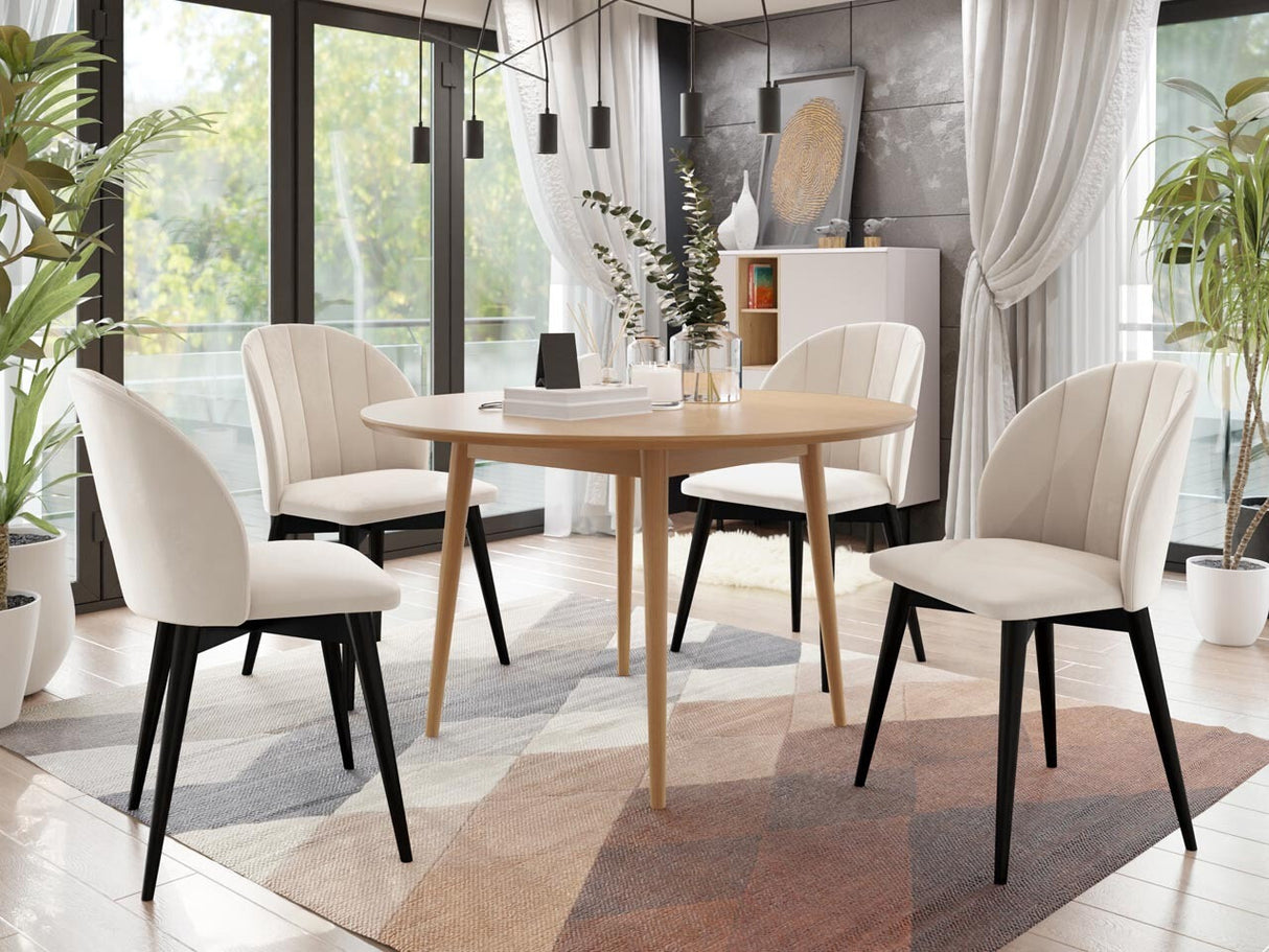 Étkezőgarnitúra Zestaw 04 4xS100 SKANDI FI, Szék színe: Fekete + Magic Velvet 2250, Asztal színe: Barna