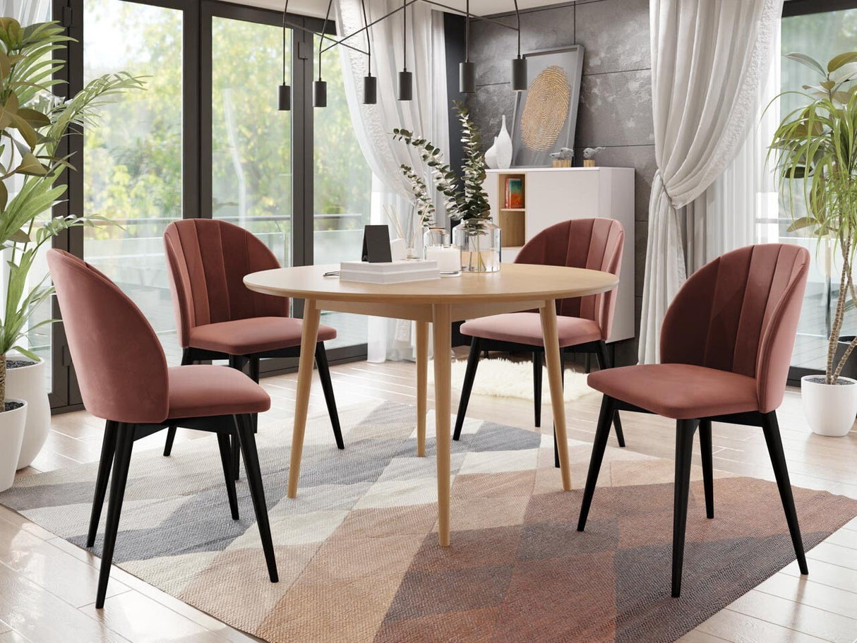 Étkezőgarnitúra Zestaw 04 4xS100 SKANDI FI, Szék színe: Fekete + Magic Velvet 2258, Asztal színe: Barna