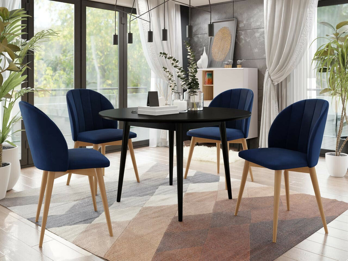 Étkezőgarnitúra Zestaw 04 4xS100 SKANDI FI, Szék színe: Barna + Magic Velvet 2216, Asztal színe: Fekete