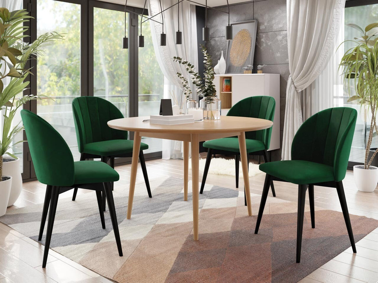 Étkezőgarnitúra Zestaw 04 4xS100 SKANDI FI, Szék színe: Barna + Magic Velvet 2225, Asztal színe: Fekete