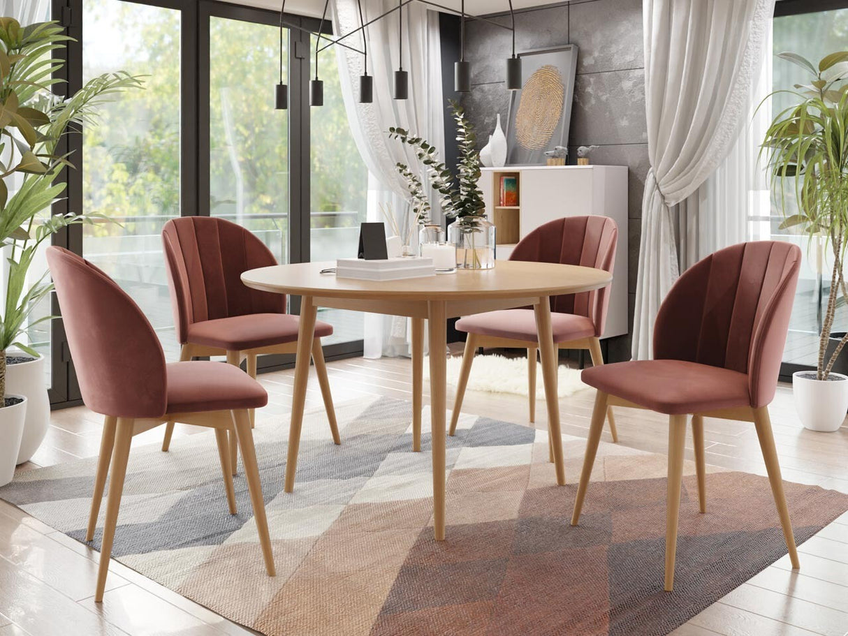 Étkezőgarnitúra Zestaw 04 4xS100 SKANDI FI, Szék színe: Barna + Magic Velvet 2258, Asztal színe: Barna