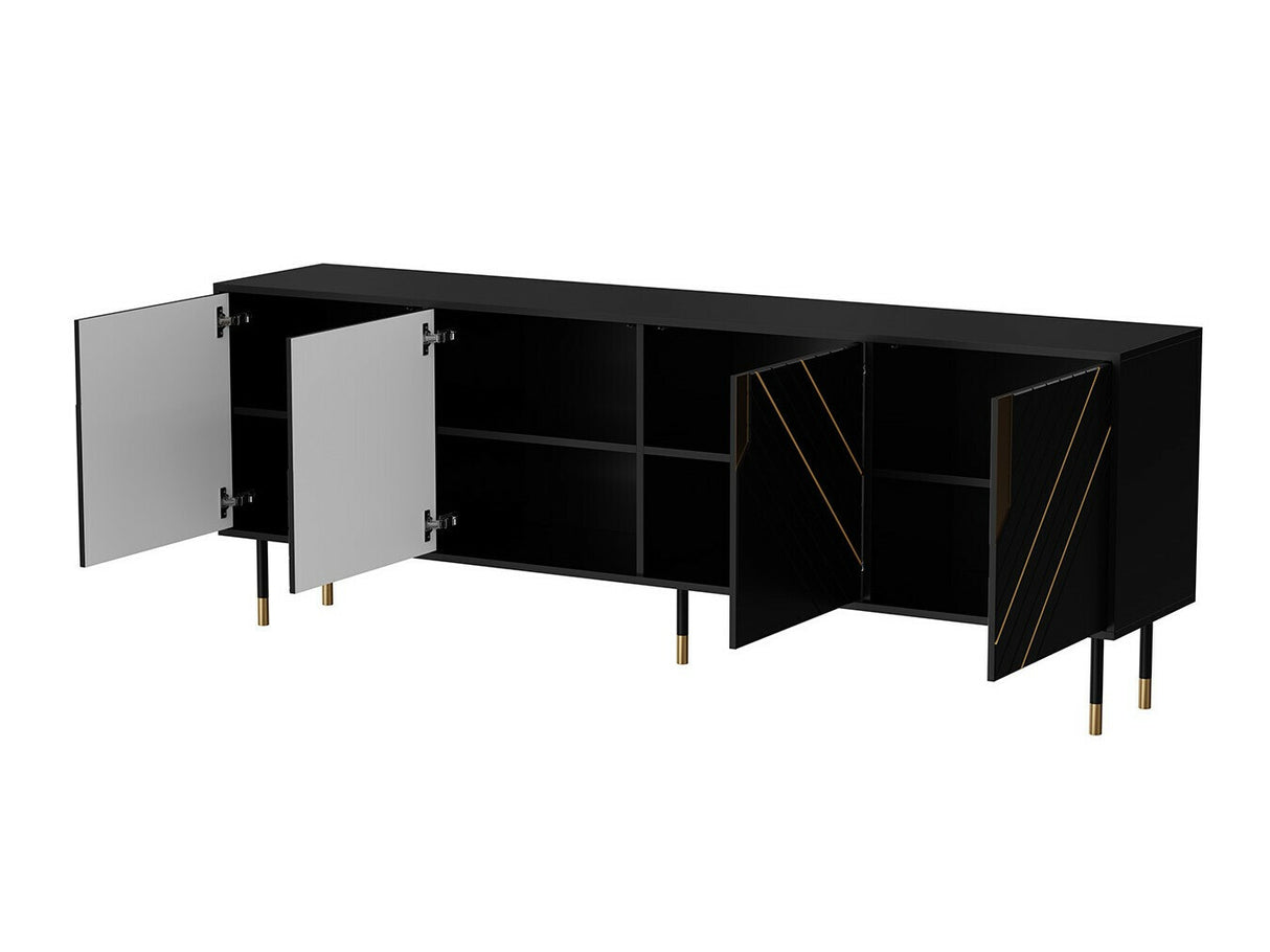 Szekrény Komoda MOUNTAIN 200 4D Czarny + Złoty