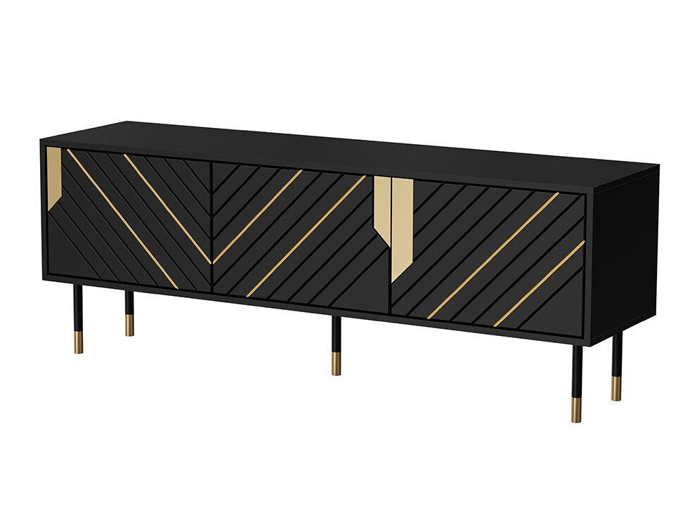 TV-állvány Szafka RTV MOUNTAIN 150 3D Czarny + Złoty